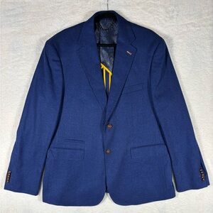 Cigar Couture Blue Paisley Lined Sports Coat Jacket Blazer Sz XXL Double Button